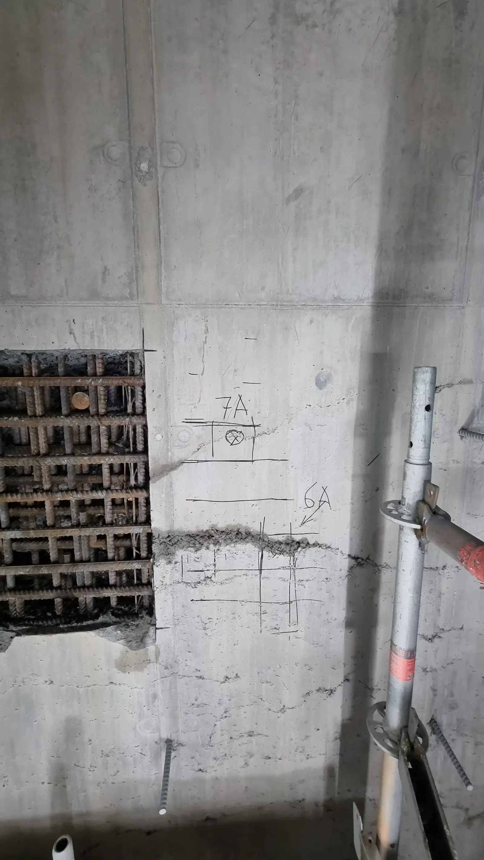 Bortbilad skada i betong